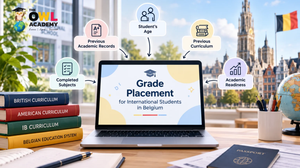 Grade placement for international students in Belgium based on age, academic records and previous curriculum.